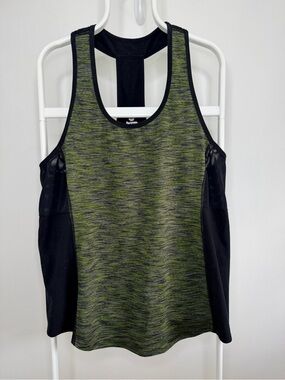 Green Space-Dye Racerback Tank with Black Panels